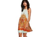 Free People  Intimately Free Shea Printed Mint Crochet Halter Mini Dress XS Photo 2