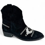 Musse & Cloud  Ginger Black Suede Aztec Embroidered Western Ankle Boots Womens 9 Photo 0