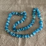 Amazing Vintage Necklace Signed Hong Kong W Assorted / Flower Petal Blue Beads Photo 3