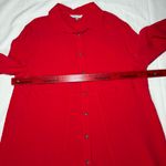 John Mark  Tunic Top Size Large Red Pockets Art to Wear Zip Back 3/4 Sleeves Photo 0
