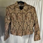 Vintage Anage Paisley Tapestry Sequin Embellished Cotton Jacket Small Artsy Brown Photo 3