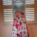 Bee Darlin  Floral Skirt Blue Lace Top Two Piece Prom Bridesmaids Dress size 7/8 Photo 2