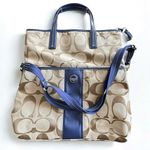 Coach Crossbody Signature Foldover - Khaki/Navy F23304 Jacquard Tote Photo 12