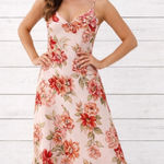 Paper Heart  Floral Maxi Dress Spaghetti Strap Pink Multi Size M Photo 0