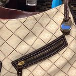 Dooney & Bourke LOGO PRINT CANVAS BROWN LEATHER TRIM HANDLE PURSE SHOULDER BAG Photo 2