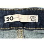 SO  Ultimate Ankle Jegging High Rise Jeans Womens 5/27W Blue Denim Distressed Zip Photo 2