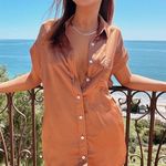 Show Me Your Mumu Best Day Button Up In Copper Luxe Satin Photo 0