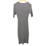 Camila Coelho Gray Ribbed Knit Midi Dress Short Sleeve Bodycon Stretch L Photo 5
