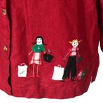 Allyson Whitmore Linen Blend Embroidered Details Button Down Long Sleeve Shirt Red Size L Photo 3