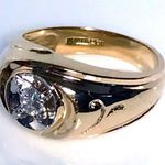 14KT RETRO 1950's MID CENTURY MODERN .21 CARAT FIREY DIAMOND SOLID Y GOLD RING Photo 2