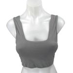 Women's Gray Sleeveless Square Neck Cami Camisole Sports Bra Crop Tank Top Sz S Photo 0