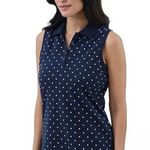 CHAPS Womens Sleeveless Polo Shirt Size XXL Navy & White Polkadots New Photo 0