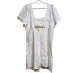 Madewell  Linen Square Neck Short Sleeve Mini 14W Little White Dress Bride Smock Photo 6
