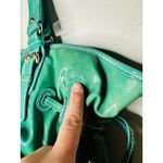 Dooney & Bourke Teal Green Chiara Patent Leather Drawstring Tote Handbag Photo 7