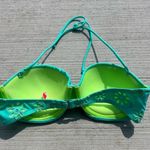 Victoria's Secret Victoria’s Secret 34D Teal Daisy Cutout Bandeau Bikini Top Halter tie Neon Green Photo 1