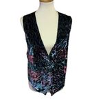Vintage Crushed Velvet Floral Vest – Y2K Holiday Glam Black Size L Photo 1