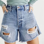 Free People We The Free Womens Tomboy Baggy Distressed Denim Shorts Size 29 Photo 0