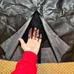 Who What Wear Black Vegan Leather Midi Skirt Lace Peek a Boo SZ 8 Officecore Photo 3