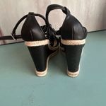 Qupid  Cascade Wedge Sandal Espradrille Vegan Leather Size 6.5 Black Sandal Photo 9