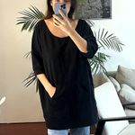 Norma Kamali  tunic cotton dress black with pocket size XL Photo 1