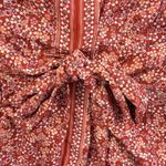 Max Studio L Large Top Blouse Scarlet Red Daisy Floral Ruffled Sleeve Tie Photo 7