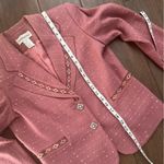 Bloomingdale's Mauve Tweed 2 Piece Skirt Set with Rhinestones sz 10P/8P Pink Photo 4