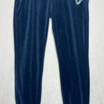 True Religion Women’s Blue Velour Y2K Joggers Silver Embroidered Logo Size L Photo 0