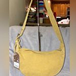 Made In India NWT Mustard Yellow Genuine Leather Suede Crescent Shoulder Bag Photo 6