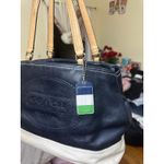 Coach New York Leather Womens Purse Handbag Blue White Satchel Handle Bag Photo 10