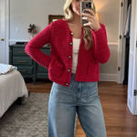 CeCe Red Cardigan Sweater SMALL Blazer Preppy Ladies Who Lunch $119 Photo 3