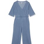 Alternative NWT Bay Blue Pin Dot Piper Cross Front Cropped Jumpsuit XS Dots Photo 3