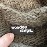 Wooden Ships  Women's Open Knit Sweater Size S/M Boho cape sleeves Olive Green Photo 3