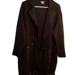 Venus Fringe Detail Duster Cardigan Black Faux Leather Pockets Photo 0