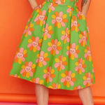 Modcloth NWT x Marisol Muro Green Floral Cat Skirt Size 6 Photo 0