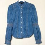 Veronica Beard  Dalton Puff Sleeve Button Down Shirt Photo 3