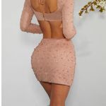 Oh Polly BELLE ÎLE High Waist Thigh Split Mini Skirt in Beige Photo 1