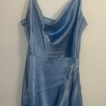 LYANER Satin Wrap Ruched Bodycon Spaghetti Strap Club Party Midi Dress LARGE Photo 3