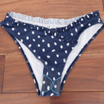 ASOS DESIGN Navy Polka Dot Ruffle Bikini Bottoms Swimsuit Size US 6 Blue Photo 0