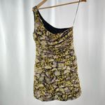 ZARA NWT  One Shoulder Metallic Floral Mini Dress in Purple Gold Size Extra Small Photo 5