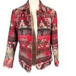 Coldwater Creek  vintage aztec wool blend multicolored collared jacket size P4 Photo 5