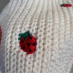 Maeve  Anthropologie White Strawberry Embroidered Square Neck Sweater Womens S Photo 3