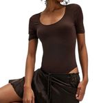 Free People NWT Intimately High Noon Thong Brown Bodysuit Size XS Photo 0