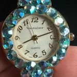 Vintage Vernier Baby Blue Swarovski Crystal Bracelet Watch Photo 5