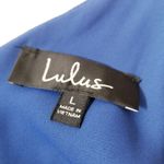 Lulus Women size Large Blue Ruffle Midi Wrap Dress Photo 7