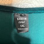 SheIn  Curve Velvet Long Sleeve Faux Wrap‎ Dress Plus Size 1X Green Velour Photo 2