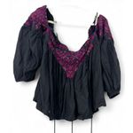 Free People  | S |  Peasant Top Blouse OFF SHOULDER Embroidered LONG SLEEVE TOP Photo 1