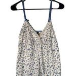 Laura Ashley  White Blue Floral Lace Trim V-Neck Sleep Shirt Women Sz XL Photo 0