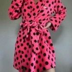PINK - Victoria's Secret Pink Victoria’s Secret Plush Robe Hot Pink Black Polka Dot Size XS Photo 1