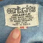 Vintage 70s CariKnits Belted Sweater Crewel Needlework M L Blue Size M Photo 9
