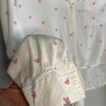Rails  Scribble Heart White Front Tie Top Rayon Button Up Shirt Summer Feminine Photo 2